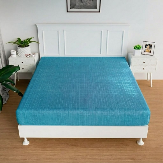 RYKA Double Bed Mattress Protector | Leak Proof Mattress Cover for Bed | Bedsheets Waterproof Cover | 80x80 Inch | Plain Design | Sea Green (Pack of 1)