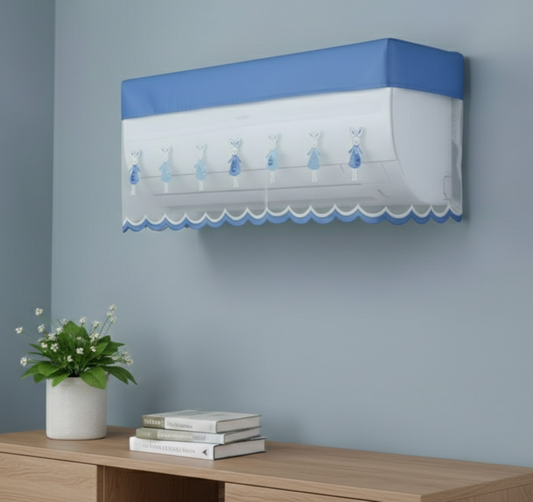 RYKA Premium Work Indoor AC Dust Protection Cover | Designer Summer Ac Cover | 1.5 Ton Blue Bunny (29 x 15.5 x 7.5 inches )