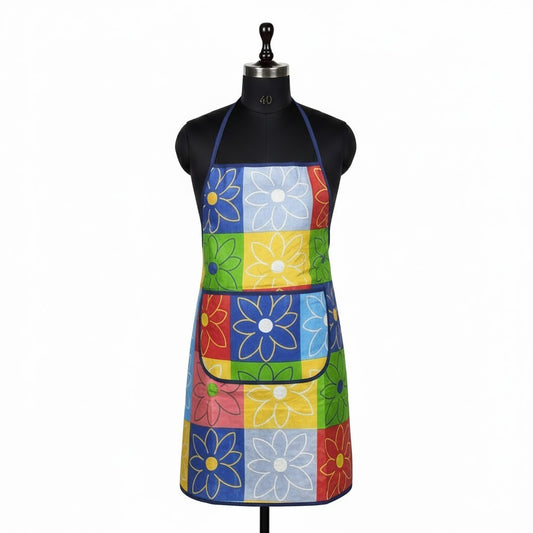 RYKA Apron | PVC Cooking Kitchen Apron | Center Pocket Apron for Restaurent | Rangoli Printed Apron for Kitchen | Chef Apron with Ties | Rangoli (Pack of 1)