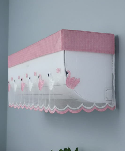 RYKA Premium Work Indoor AC Dust Protection Cover | Designer Summer Ac Cover | 1.5 Ton Pink Duck (29 x 15.5 x 7.5 inches)