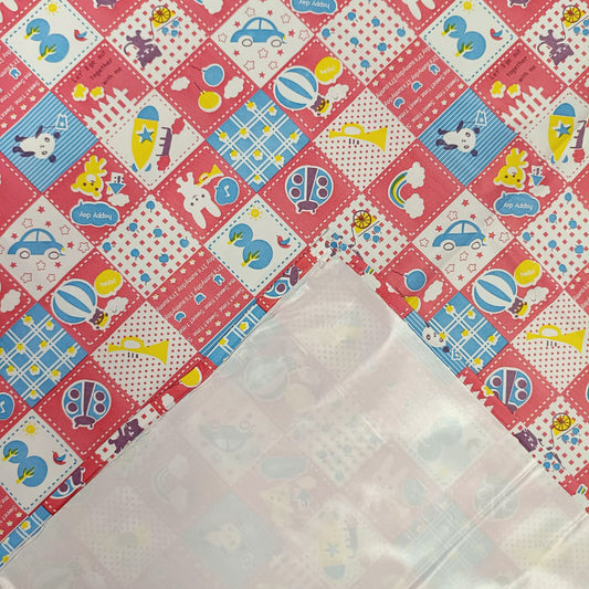 RYKA Printed Waterproof Baby Crib Bedsheet | PVC Urine Proof Mattress Protector | Plastic Sheet for Newborn & Toddler | Pink Circus (Pack of 1)