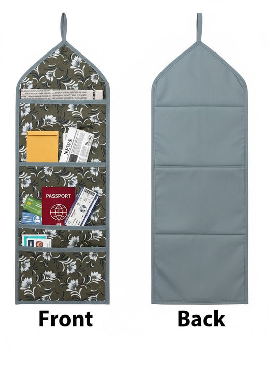 Wall Hanging Storage Organizer with 3 Pockets | Multipurpose Wall Hanging for Storage | PVC Wall Storage Bag for Bedroom, Bathroom, Kitchen & Kids Room | Floral Printed (Pack of 1)