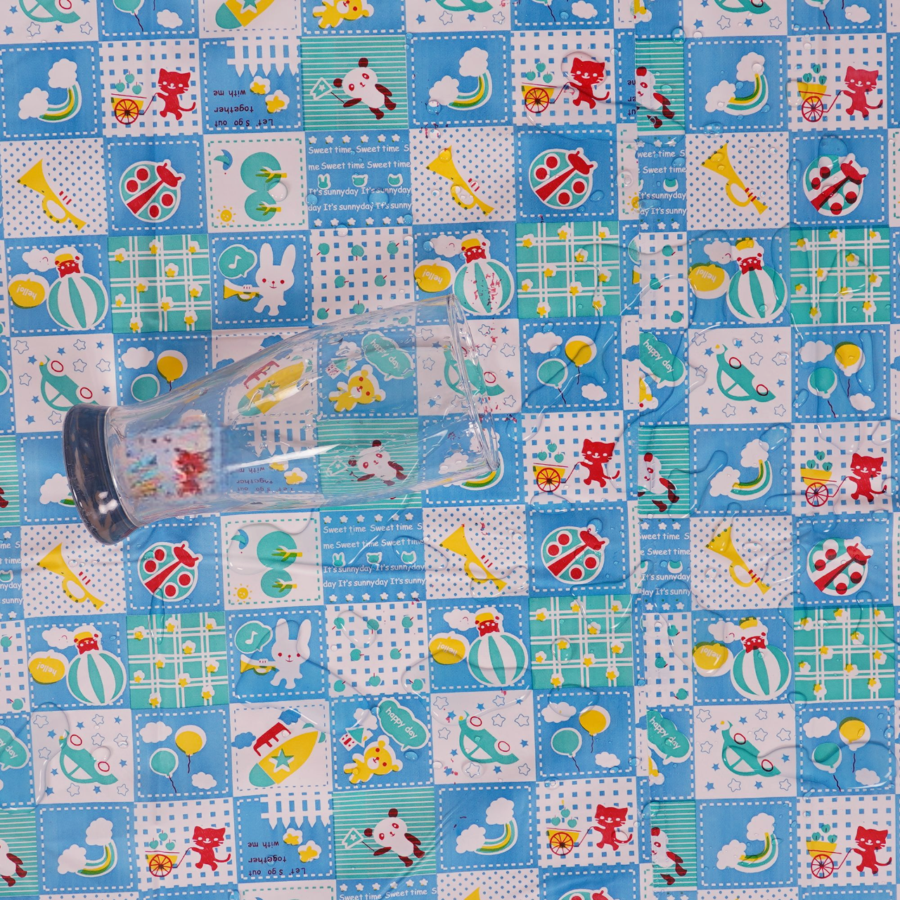 RYKA Printed Waterproof Baby Crib Bedsheet | PVC Urine Proof Mattress Protector | Plastic Sheet for Newborn & Toddler | Blue Circus (Pack of 1)