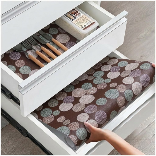 RYKA Shelf Mat | Moon Printed Desk Mat | Placemat for Kitchen | PVC Non-Slip Drawer Sheets| Kitchen Cabinet Shelf Liner | 5 Meter (Brown)