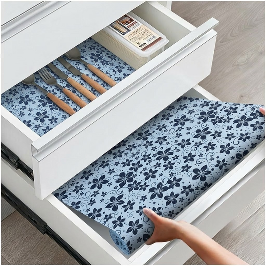 RYKA Shelf Mat | Printed Desk Mat | Placemat for Kitchen | PVC Non-Slip Drawer Sheets| Kitchen Cabinet Shelf Liner | 5 Meter (Grey)