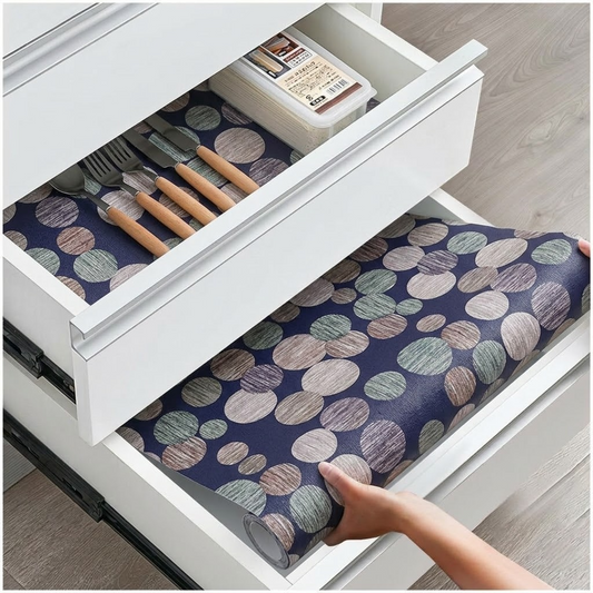 RYKA Shelf Mat | Printed Desk Mat | Placemat for Kitchen | PVC Non-Slip Drawer Sheets| Kitchen Cabinet Shelf Liner | 5 Meter (Blue)