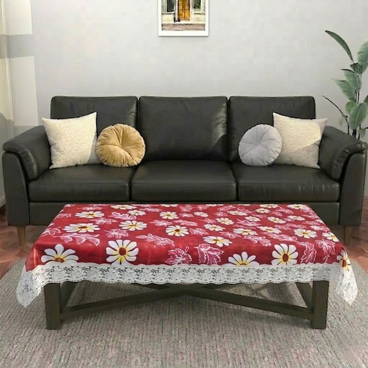 RYKA PVC Printed Table Cover 4 Seater | Table Protector Sheet | Waterproof and Dustproof | Floral Printed Table Cover | Rectangular Center Table Cover | 40X60 Inch (Pack Of 1)