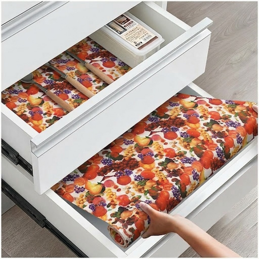 RYKA Shelf Mat | Fruit Printed Desk Mat | Placemat for Kitchen | PVC Non-Slip Drawer Sheets| Kitchen Cabinet Shelf Liner | 5 Meter (Fruit)