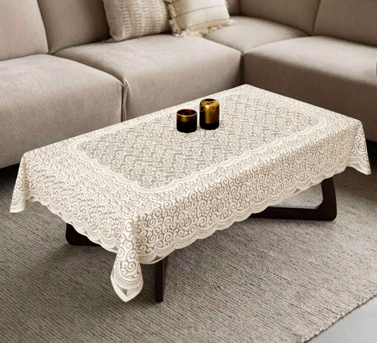 RYKA Cotton Net Table Cover 40x60 Inch 4 Seater | Embroidered Center & Dining Table Cloth (Pack Of 1)