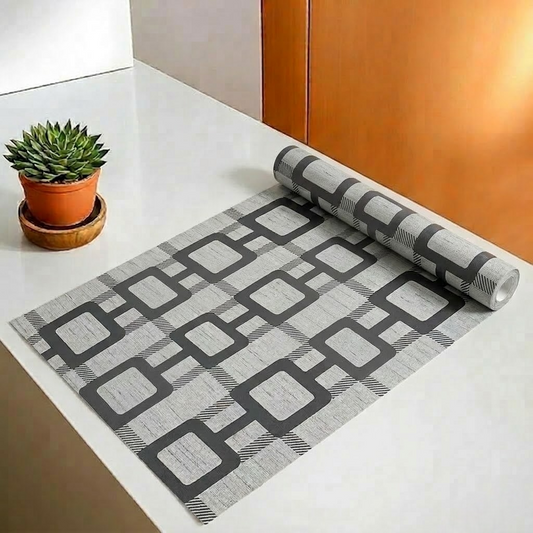 RYKA Shelf Mat | Printed Desk Mat | Placemat for Kitchen | PVC Non-Slip Drawer Sheets| Kitchen Cabinet Shelf Liner | 5 Meter (Grey)