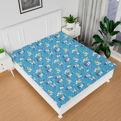 RYKA Printed Waterproof Baby Crib Bedsheet  | PVC Urine Proof Mattress Protector | Plastic Sheet for Newborn & Toddler | Blue Alphabet (Pack of 1)