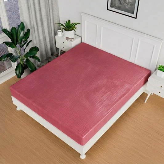 RYKA Double Bed Mattress Protector | Leak Proof Mattress Cover for Bed | Bedsheets Waterproof Cover | 80x80 Inch | Plain Design | Maroon (Pack of 1)