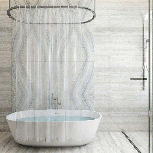 RYKA PVC Plain Clear Shower Curtain | Waterproof Fabric Bathroom Curtain with 8 Hooks | Modern Plain Clear Design | Transprent (Pack of 1)