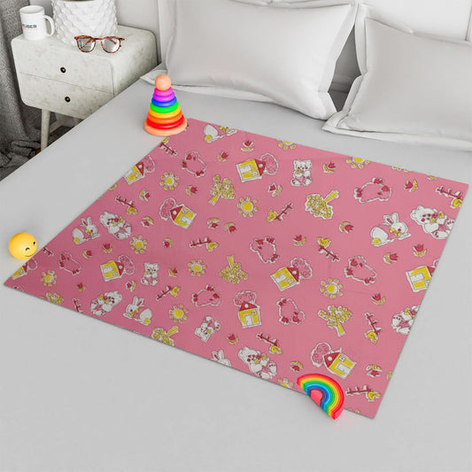 RYKA Printed Waterproof Baby Crib Bedsheet  | PVC Urine Proof Mattress Protector | Plastic Sheet for Newborn & Toddler | Pink Sparrow (Pack of 1)