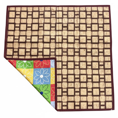 RYKA Reversible Food Mat Bed Server|Floral Design Printed | Water Proof PVC Material | Bedsheet Protector |Size 36 x 36 | Rangoli & Yellow Biscuit (Pack Of 1)