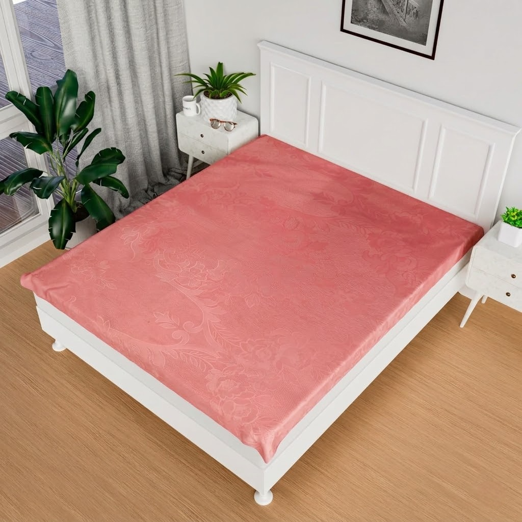RYKA Double Bed Mattress Protector | Leak Proof Mattress Cover for Bed | Bedsheets Waterproof Cover | 80x80 Inch | Cutglass Design | Pink (Pack of 1)