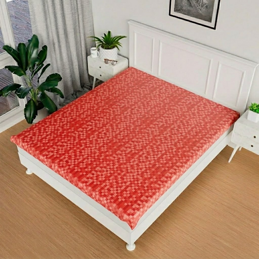 RYKA Double Bed Mattress Protector | Leak Proof Mattress Cover for Bed | Bedsheets Waterproof Cover | 80x80 Inch | Check Design | Maroon (Pack of 1)