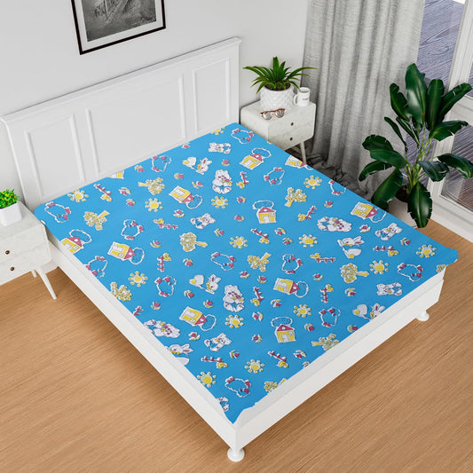 RYKA Printed Waterproof Baby Crib Bedsheet  | PVC Urine Proof Mattress Protector | Plastic Sheet for Newborn & Toddler | Blue Sparrow (Pack of 1)