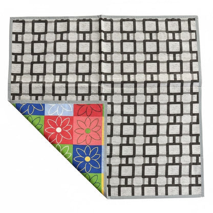 RYKA Reversible Food Mat Bed Server|Floral Design Printed | Water Proof PVC Material | Bedsheet Protector |Size 36 x 36 | Rangoli & Grey Biscuit (Pack Of 1)