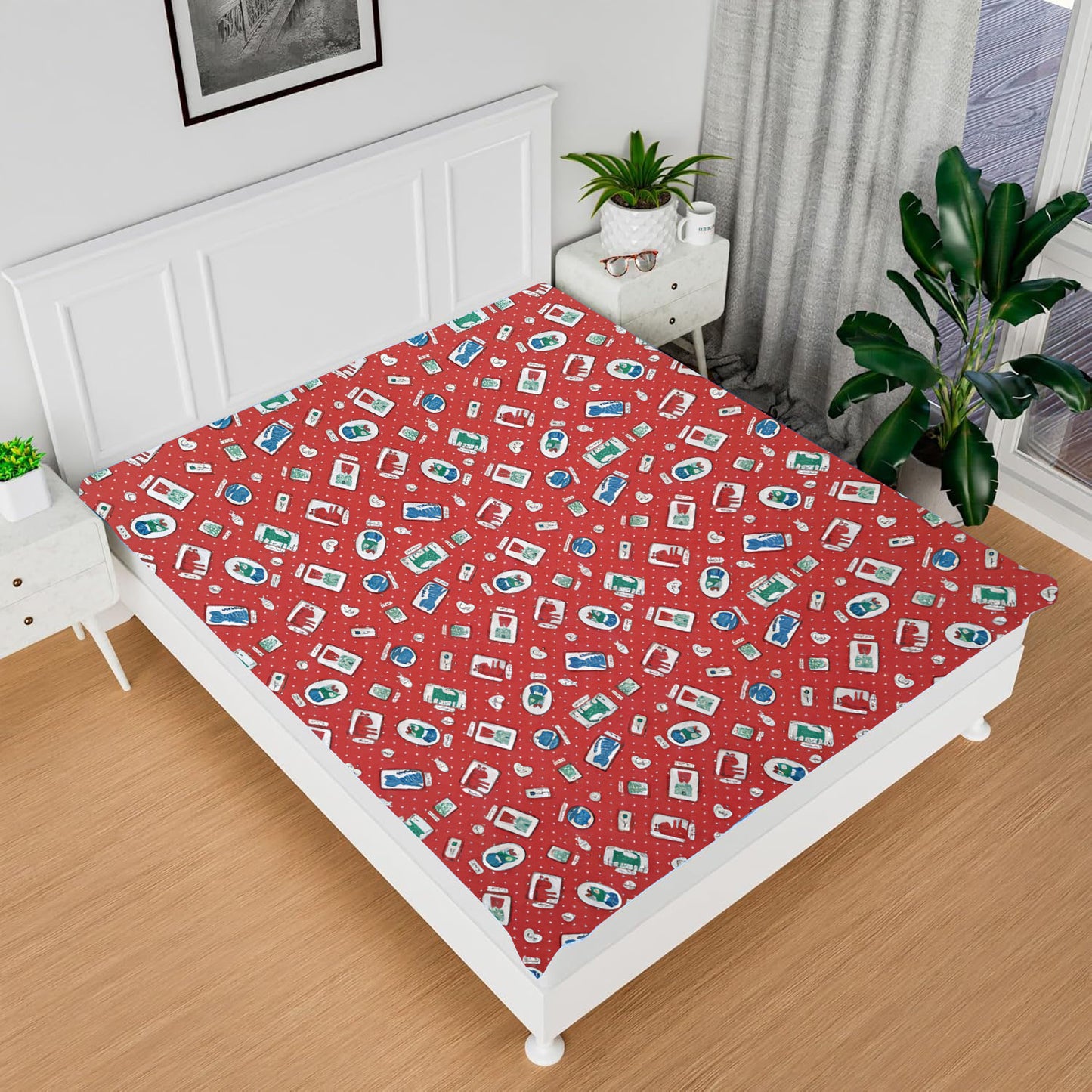 RYKA Printed Waterproof Baby Crib Bedsheet  | PVC Urine Proof Mattress Protector | Plastic Sheet for Newborn & Toddler | Pink Kitty (Pack of 1)