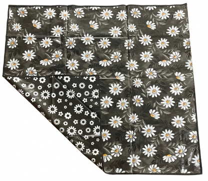 RYKA Reversible Food Mat Bed Server|Floral Design Printed | Water Proof PVC Material | Bedsheet Protector |Size 36 x 36 | Black & Grey (Pack Of 1)
