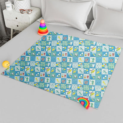 RYKA Printed Waterproof Baby Crib Bedsheet  | PVC Urine Proof Mattress Protector | Plastic Sheet for Newborn & Toddler | Blue Circus (Pack of 1)