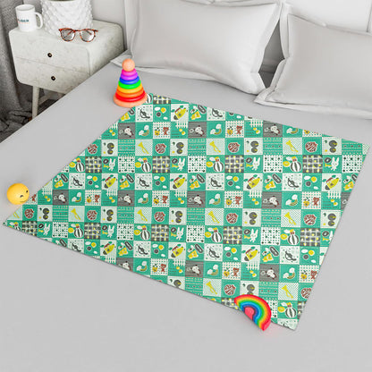 RYKA Printed Waterproof Baby Crib Bedsheet  | PVC Urine Proof Mattress Protector | Plastic Sheet for Newborn & Toddler | Green Circus (Pack of 1)
