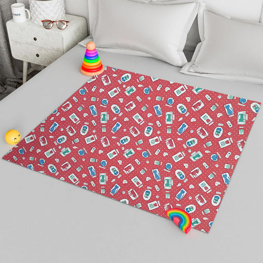 RYKA Printed Waterproof Baby Crib Bedsheet  | PVC Urine Proof Mattress Protector | Plastic Sheet for Newborn & Toddler | Pink Kitty (Pack of 1)