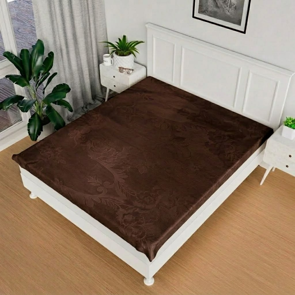 RYKA Double Bed Mattress Protector | Leak Proof Mattress Cover for Bed | Bedsheets Waterproof Cover | 80x80 Inch | Cutglass Design | Coffee (Pack of 1)