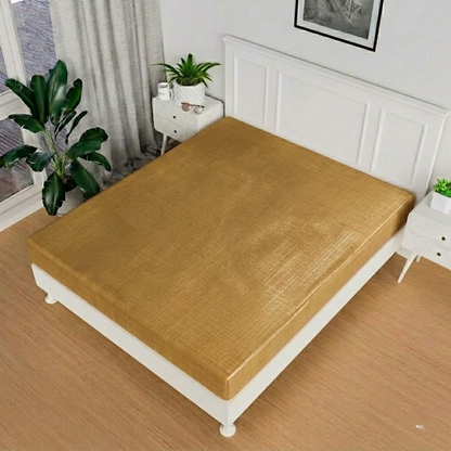 RYKA Double Bed Mattress Protector | Leak Proof Mattress Cover for Bed | Bedsheets Waterproof Cover | 80x80 Inch | Plain Design | Golden (Pack of 1)
