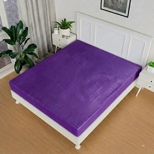 RYKA Double Bed Mattress Protector | Leak Proof Mattress Cover for Bed | Bedsheets Waterproof Cover | 80x80 Inch | Plain Design | Purple (Pack of 1)