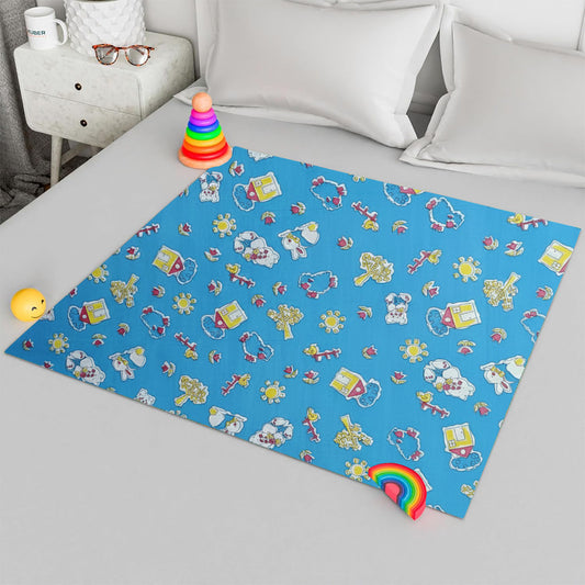 RYKA Printed Waterproof Baby Crib Bedsheet  | PVC Urine Proof Mattress Protector | Plastic Sheet for Newborn & Toddler | Blue Sparrow (Pack of 1)