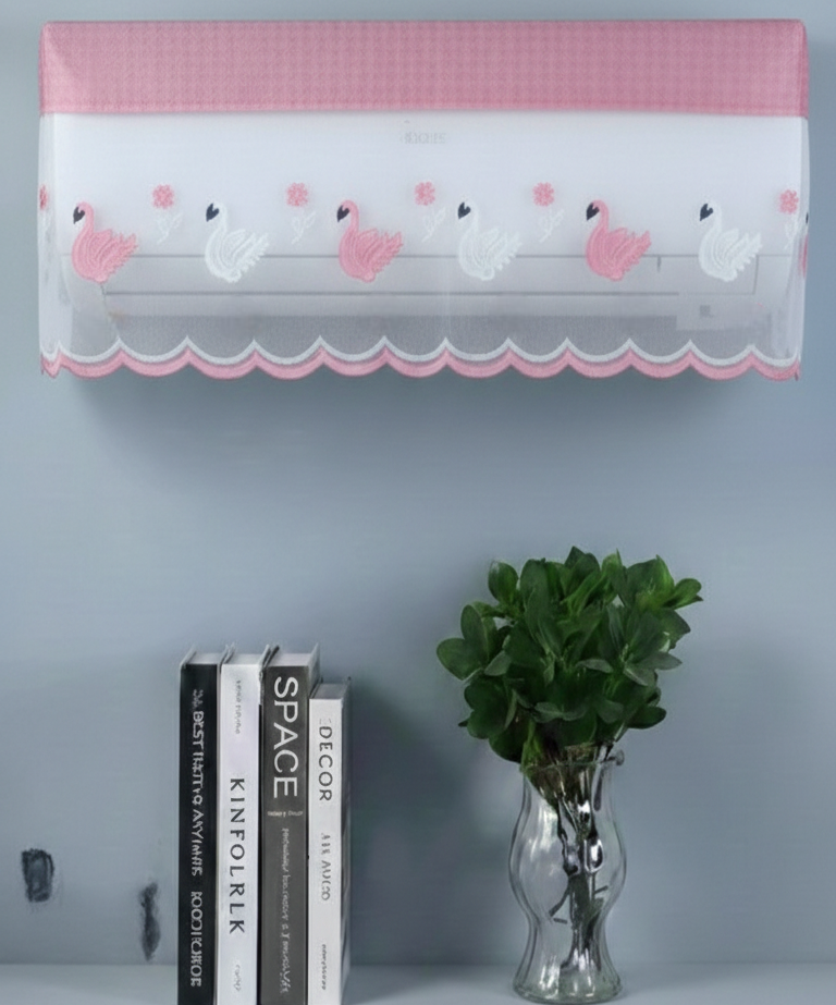RYKA Premium Work Indoor AC Dust Protection Cover | Designer Summer Ac Cover | 1.5 Ton Pink Duck (29 x 15.5 x 7.5 inches)