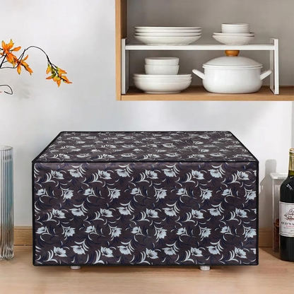 RYKA Oven Cover | Non-Woven Microwave Oven Cover with Elegent Design | Oven Cover for Kitchen Decor | Floral Printed Oven Cover | Grey Floral (Pack of 1)