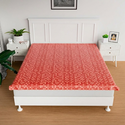 RYKA Double Bed Mattress Protector | Leak Proof Mattress Cover for Bed | Bedsheets Waterproof Cover | 80x80 Inch | Check Design | Maroon (Pack of 1)