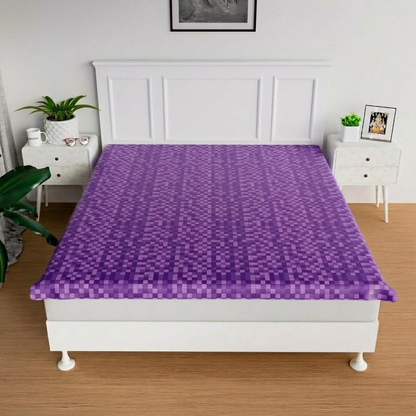 RYKA Double Bed Mattress Protector | Leak Proof Mattress Cover for Bed | Bedsheets Waterproof Cover | 80x80 Inch | Check Design | Purple (Pack of 1)