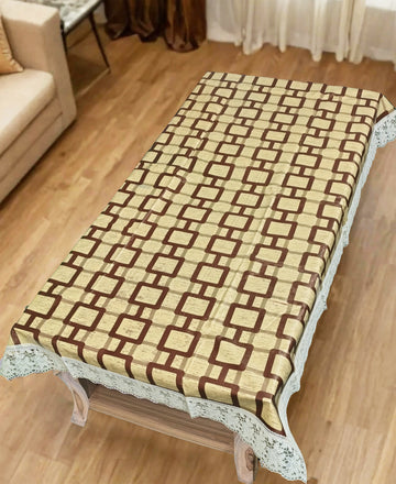 Yellow Checkered  Print Center Table Cloth| Waterproof PVC 4 Seater Center Table Cover for Home Décor| High Thickness, Waterproof & Anti Slip Center Table Cover (Size 40x60, Rectangular, Pack of 1)