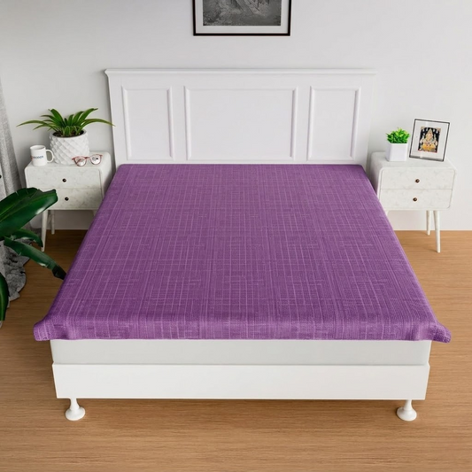 RYKA Double Bed Mattress Protector | Leak Proof Mattress Cover for Bed | Bedsheets Waterproof Cover | 80x80 Inch | Plain Design | Purple (Pack of 1)