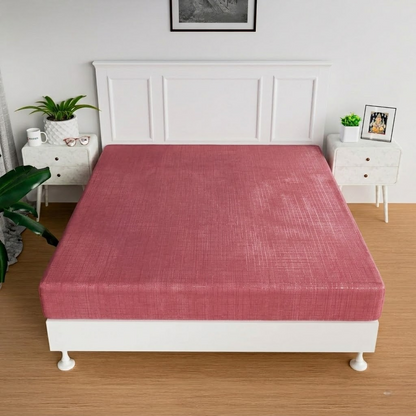 RYKA Double Bed Mattress Protector | Leak Proof Mattress Cover for Bed | Bedsheets Waterproof Cover | 80x80 Inch | Plain Design | Maroon (Pack of 1)