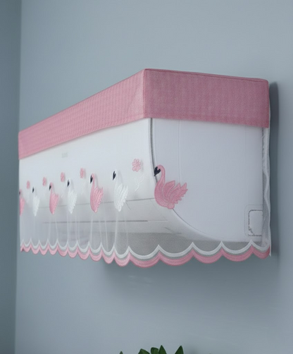 RYKA Premium Work Indoor AC Dust Protection Cover | Designer Summer Ac Cover | 1.5 Ton Pink Duck (29 x 15.5 x 7.5 inches)
