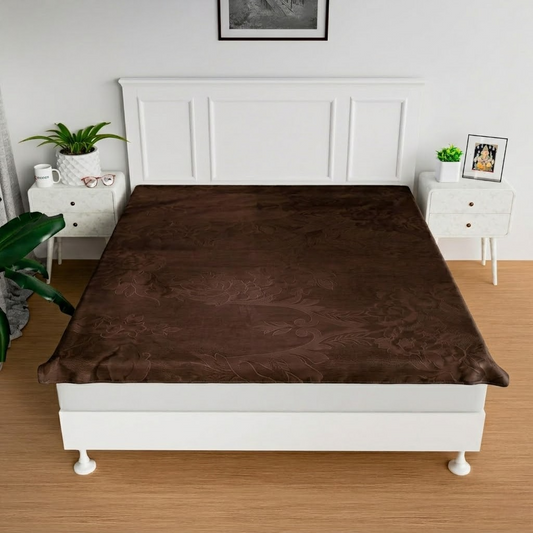 RYKA Double Bed Mattress Protector | Leak Proof Mattress Cover for Bed | Bedsheets Waterproof Cover | 80x80 Inch | Cutglass Design | Coffee (Pack of 1)