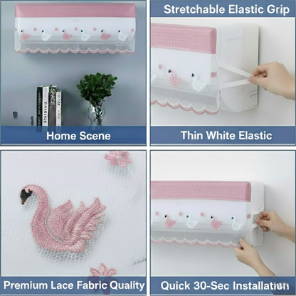 RYKA Premium Work Indoor AC Dust Protection Cover | Designer Summer Ac Cover | 1.5 Ton Pink Duck (29 x 15.5 x 7.5 inches)
