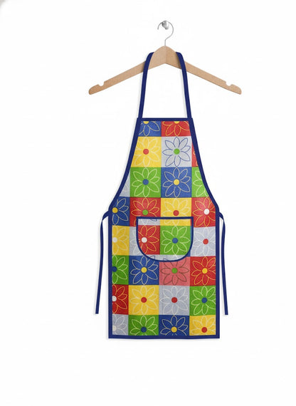 RYKA Apron | PVC Cooking Kitchen Apron | Center Pocket Apron for Restaurent | Rangoli Printed Apron for Kitchen | Chef Apron with Ties | Rangoli (Pack of 1)