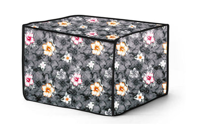 RYKA Oven Cover | Non-Woven Microwave Oven Cover with Elegent Design | Oven Cover for Kitchen Decor | Floral Printed Oven Cover | White Flower (Pack of 1)