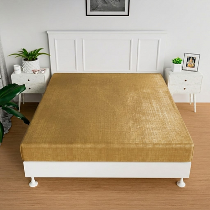 RYKA Double Bed Mattress Protector | Leak Proof Mattress Cover for Bed | Bedsheets Waterproof Cover | 80x80 Inch | Plain Design | Golden (Pack of 1)