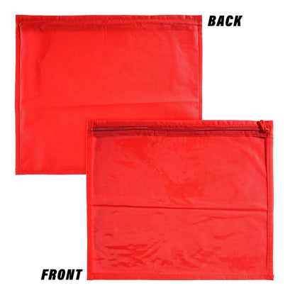 RYKA Non-Woven Single Saree Bags Golden Colour | Transparent Saree Covers With Zip | Saree Covers For Storage, Wardrobe Organiser | Size-36x42x2CM | Red (Pack of 12)