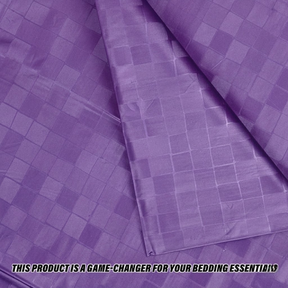 RYKA Double Bed Mattress Protector | Leak Proof Mattress Cover for Bed | Bedsheets Waterproof Cover | 80x80 Inch | Check Design | Purple (Pack of 1)