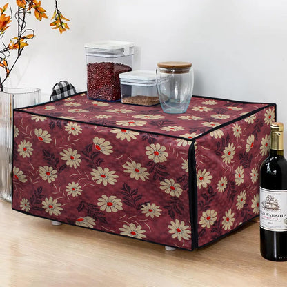 RYKA Oven Cover | Non-Woven Microwave Oven Cover with Elegent Design | Oven Cover for Kitchen Decor | Floral Printed Oven Cover | Yellow Flower (Pack of 1)