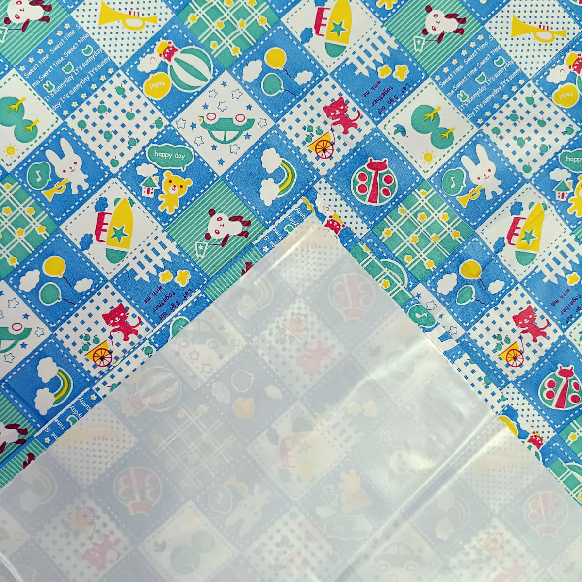 RYKA Printed Waterproof Baby Crib Bedsheet  | PVC Urine Proof Mattress Protector | Plastic Sheet for Newborn & Toddler | Blue Circus (Pack of 1)