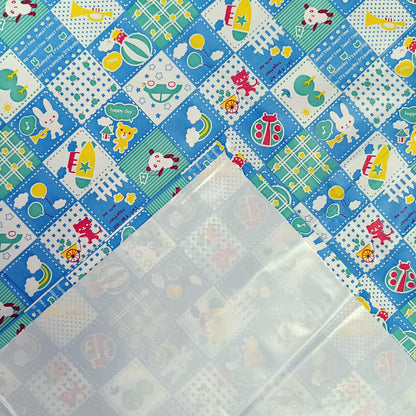RYKA Printed Waterproof Baby Crib Bedsheet  | PVC Urine Proof Mattress Protector | Plastic Sheet for Newborn & Toddler | Blue Circus (Pack of 1)